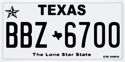 TX license plate BBZ6700