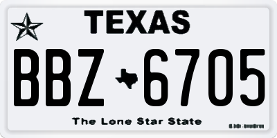 TX license plate BBZ6705