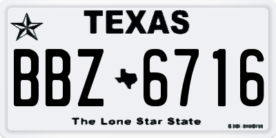 TX license plate BBZ6716