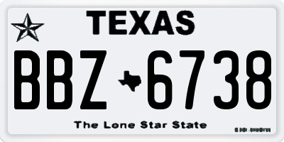 TX license plate BBZ6738