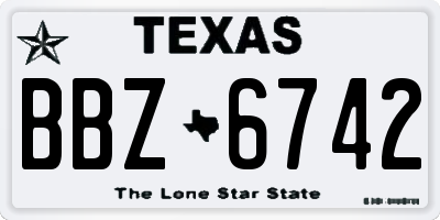 TX license plate BBZ6742