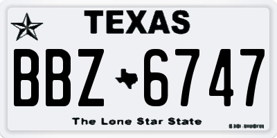 TX license plate BBZ6747