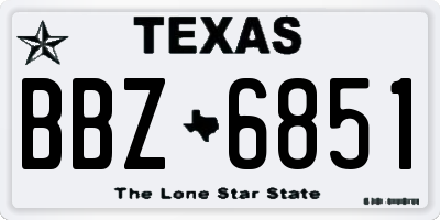 TX license plate BBZ6851