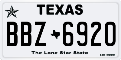 TX license plate BBZ6920