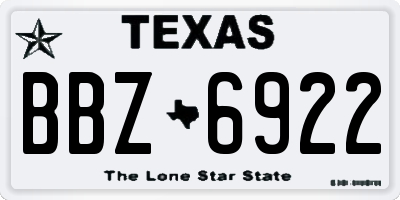 TX license plate BBZ6922