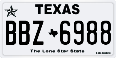 TX license plate BBZ6988