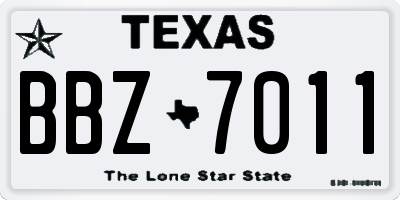 TX license plate BBZ7011