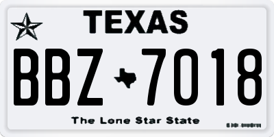 TX license plate BBZ7018