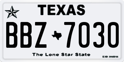 TX license plate BBZ7030