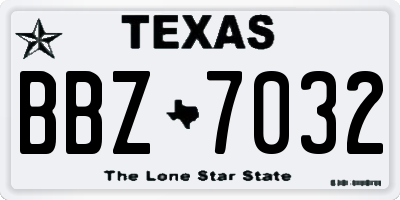 TX license plate BBZ7032