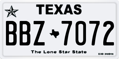 TX license plate BBZ7072