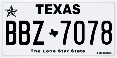 TX license plate BBZ7078