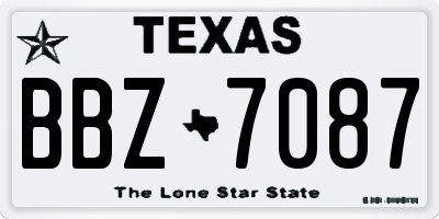 TX license plate BBZ7087