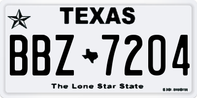 TX license plate BBZ7204