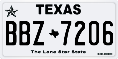 TX license plate BBZ7206
