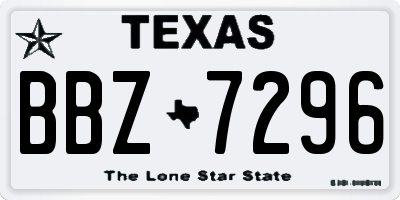 TX license plate BBZ7296
