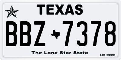 TX license plate BBZ7378