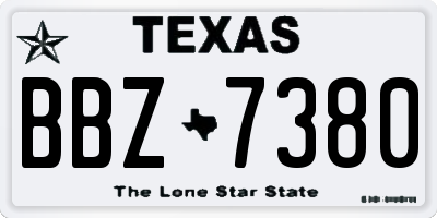 TX license plate BBZ7380