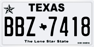 TX license plate BBZ7418