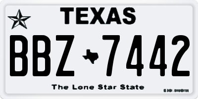 TX license plate BBZ7442