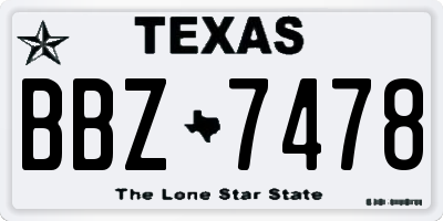 TX license plate BBZ7478