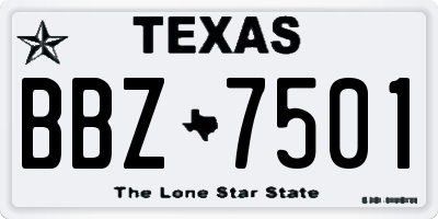TX license plate BBZ7501