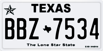 TX license plate BBZ7534