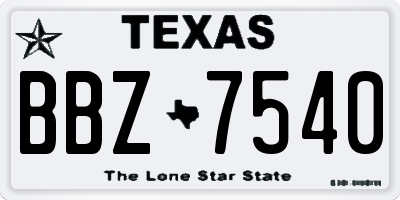 TX license plate BBZ7540