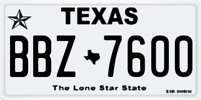 TX license plate BBZ7600