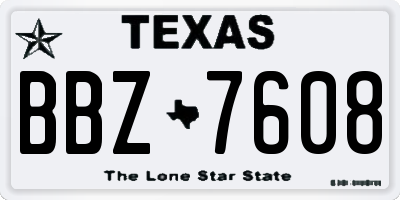 TX license plate BBZ7608