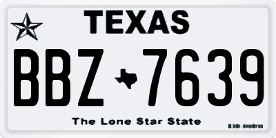 TX license plate BBZ7639