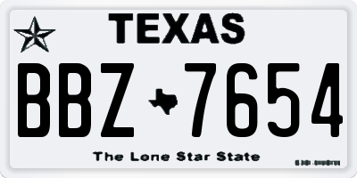 TX license plate BBZ7654