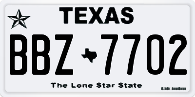 TX license plate BBZ7702