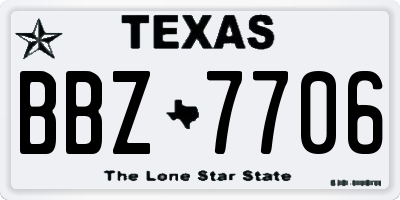 TX license plate BBZ7706