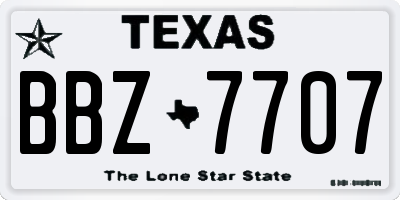 TX license plate BBZ7707