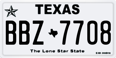 TX license plate BBZ7708