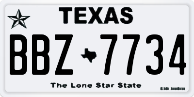 TX license plate BBZ7734