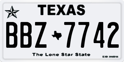 TX license plate BBZ7742