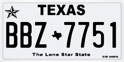 TX license plate BBZ7751