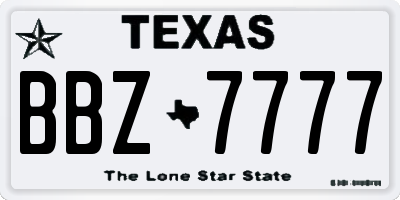 TX license plate BBZ7777
