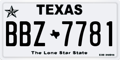 TX license plate BBZ7781