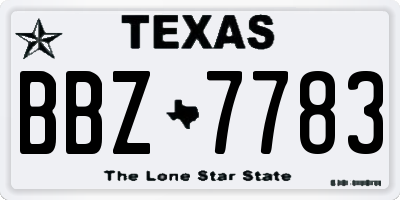 TX license plate BBZ7783