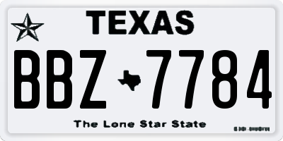 TX license plate BBZ7784