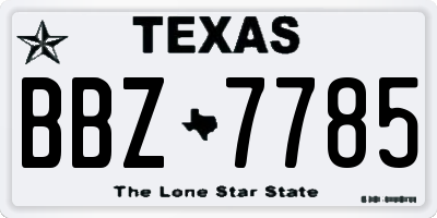 TX license plate BBZ7785
