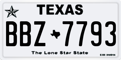 TX license plate BBZ7793