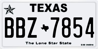 TX license plate BBZ7854