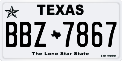 TX license plate BBZ7867