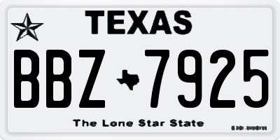 TX license plate BBZ7925