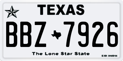 TX license plate BBZ7926