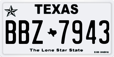TX license plate BBZ7943